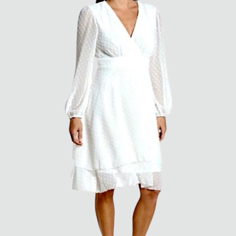 Area Stars White Dotted Swiss Dress NWT Size Large Asymmetrical Hem